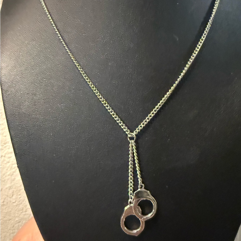 Elegant Silver Handcuff Pendant Necklace
